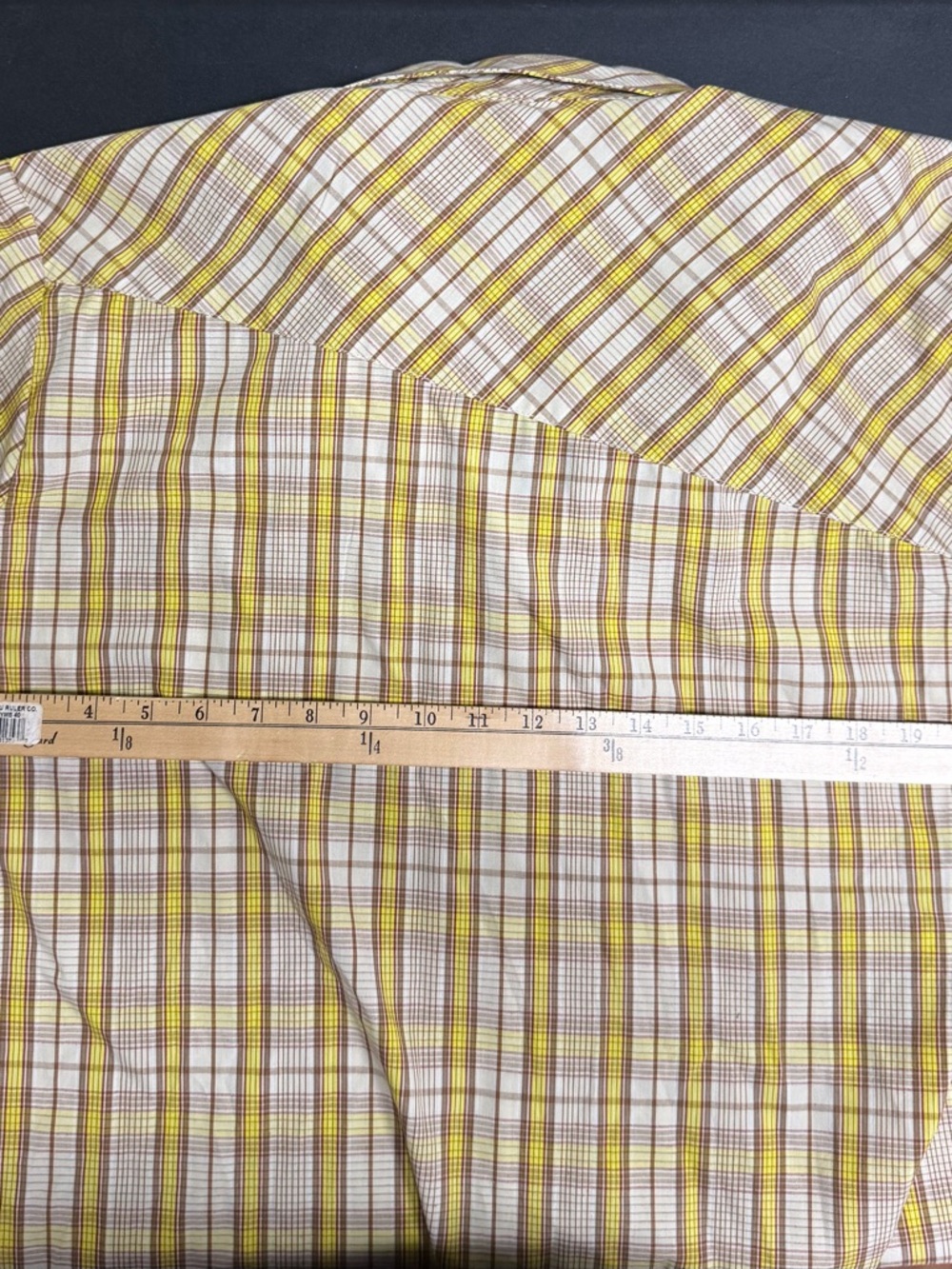 Volcom Men's Yellow and Brown Plaid Short Sleeve Button-Up Shirt - Picture 16 of 16